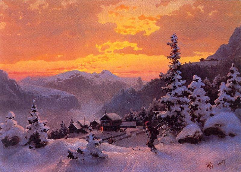 Hans Gude Winter Afternoon Germany oil painting art